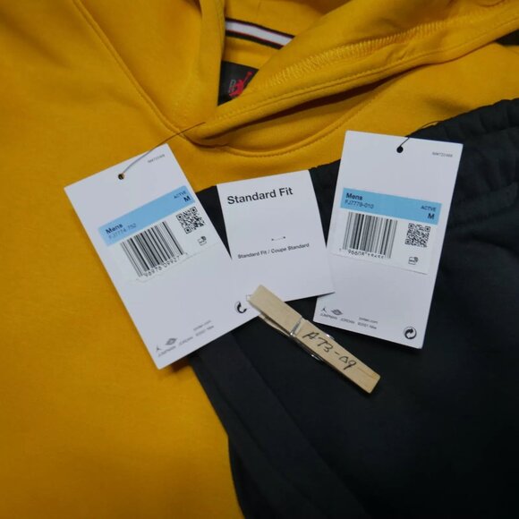 Jordan Men's 2 PC Sweatsuit Size M Matching Outfit Tracksuit Set Black/Yellow - Picture 8 of 8